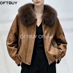 OFTBUY Short Zipper Duck Down Clothing Natural Fur Outerwear New Winter Real Fox Fur Coat Women Lightweight Down Jacket Female