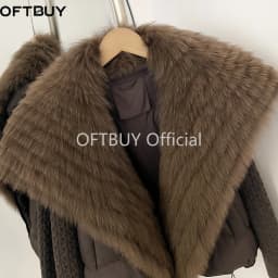 OFTBUY 2026 Women New Winter Clothing Real Fox Fur Collar Cropped Warm Puffer Coat Duck Down Jacket Female Fashion Outerwear