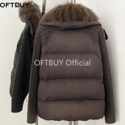 OFTBUY 2026 Women New Winter Clothing Real Fox Fur Collar Cropped Warm Puffer Coat Duck Down Jacket Female Fashion Outerwear