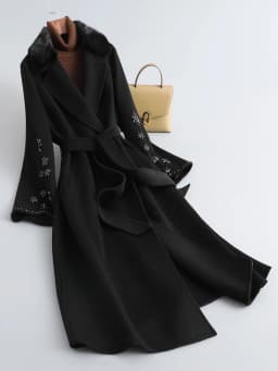2023 Women Ladies Natural Real Mink Fur Coat Cashmere Wool Woolen Outerwear Winter Jacket