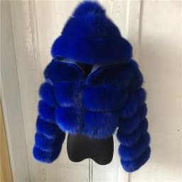 HUAQIUMEISI Natural Fox Fur Hooded Jacket New High Street Women Winter Real Fox Natural Raccoon Fur 3 Rows Hooded Fur Coat