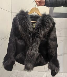 Women Winter Real Rabbit Fur Coat With Raccoon Fur Trimming Fashion Warm Luxury Long Sleeve Genuine Fur Jacket Female Outwear