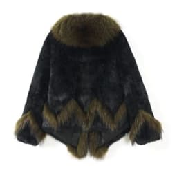 Women Winter Real Rabbit Fur Coat With Raccoon Fur Trimming Fashion Warm Luxury Long Sleeve Genuine Fur Jacket Female Outwear
