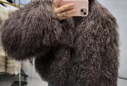 Real fur Colorful Women's Real Mongolia Sheep Fur Jacket With Collar Winter Coat Female