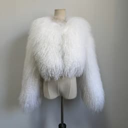 Real fur Colorful Women's Real Mongolia Sheep Fur Jacket With Collar Winter Coat Female