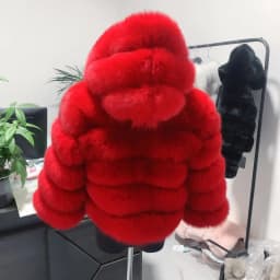 Women's Real Raccoon Hooded Fur Coat and Natural Real Fox Fur Hooded Coat, Winter Warm Coat, Fashionable and Fluffy