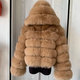 Women's Real Raccoon Hooded Fur Coat and Natural Real Fox Fur Hooded Coat, Winter Warm Coat, Fashionable and Fluffy