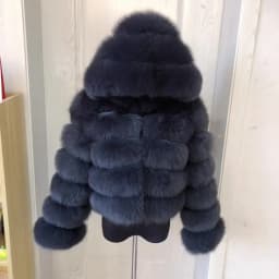 Women's Real Raccoon Hooded Fur Coat and Natural Real Fox Fur Hooded Coat, Winter Warm Coat, Fashionable and Fluffy