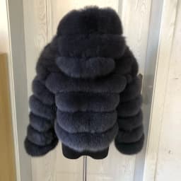 Women's Real Raccoon Hooded Fur Coat and Natural Real Fox Fur Hooded Coat, Winter Warm Coat, Fashionable and Fluffy