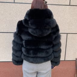 Women's Real Raccoon Hooded Fur Coat and Natural Real Fox Fur Hooded Coat, Winter Warm Coat, Fashionable and Fluffy