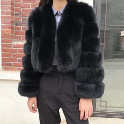 Fur Coat Women Winter Fashion Deep V-neck Superpopular Natural Fox Fur Full Sleeve High Waist Real Fur Coat Lady Luxury Style