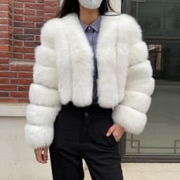 Fur Coat Women Winter Fashion Deep V-neck Superpopular Natural Fox Fur Full Sleeve High Waist Real Fur Coat Lady Luxury Style