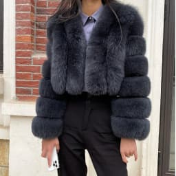 Fur Coat Women Winter Fashion Deep V-neck Superpopular Natural Fox Fur Full Sleeve High Waist Real Fur Coat Lady Luxury Style