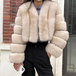 Fur Coat Women Winter Fashion Deep V-neck Superpopular Natural Fox Fur Full Sleeve High Waist Real Fur Coat Lady Luxury Style