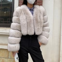 Fur Coat Women Winter Fashion Deep V-neck Superpopular Natural Fox Fur Full Sleeve High Waist Real Fur Coat Lady Luxury Style
