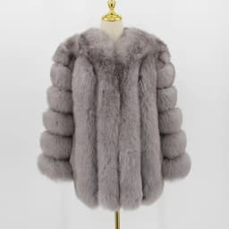 pink java QC8128 new arrival women winter clothes real fox fur coat natural fox fur jacket  hot sale big fur long sleeve
