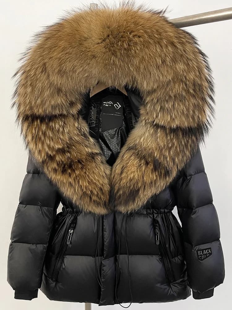 OFTBUY Autumn Winter Clothes Women Warm Natural Fur White Goose Duck Jacket Big Real Fox Fur Coat Female Hooded Puffer Jacket