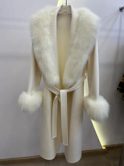 Winter Women Woolen Coat Natural Real Fox Fur Collar Jacket Long Wool Coat Thick Warm Outerwear Detachable Loose Belt Jacket