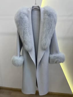 Winter Women Woolen Coat Natural Real Fox Fur Collar Jacket Long Wool Coat Thick Warm Outerwear Detachable Loose Belt Jacket
