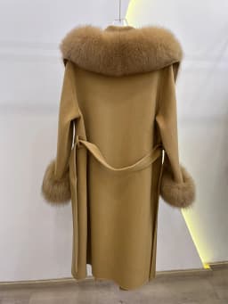 Winter Women Woolen Coat Natural Real Fox Fur Collar Jacket Long Wool Coat Thick Warm Outerwear Detachable Loose Belt Jacket