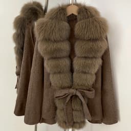 OFTBUY Women 100% Wool Coat New Winter Warm Woolen Overcoat for Women Real Fox Fur Collar Lapel Belted Waist Woolen Jacket Lady