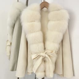 OFTBUY Women 100% Wool Coat New Winter Warm Woolen Overcoat for Women Real Fox Fur Collar Lapel Belted Waist Woolen Jacket Lady