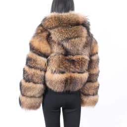 Women's Winter Hooded Natural Fur Jacket Plush Long Sleeve Coat Warm Stylish Outerwear for Cold Weather
