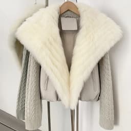OFTBUY Winter Real Fox Fur Collar Coat Women Zipper Duck Down Jacket Female Knit Sleeve Crop Puffer Coat Thick Warm Outerwear