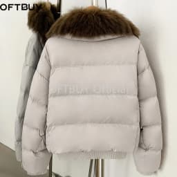 OFTBUY Female New Winter Natural Fur 90 Duck Down Jacket Women Real Fox Fur Coat Cropped Warm Puffer Outerwear Fashion Casual