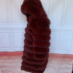 QUEENTINA Hood Fur Coat Women Real Fox Long New Luxury Female Natural Leather Jacket Warm Thick Long Winter Fur Vest Waistcoat