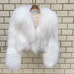 Aulande Women Jacket Winter Real Fur Coat Woman Winter Warm 100% Natural Mongolian Sheep White Short Sheepskin High Quality