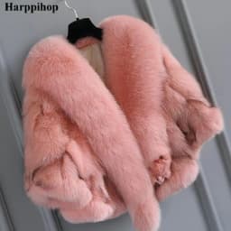 2023 autumn and winter fashion neckline fox fur coat trend personality lady fur poncho