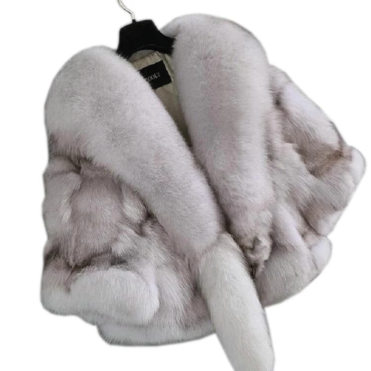 2023 autumn and winter fashion neckline fox fur coat trend personality lady fur poncho