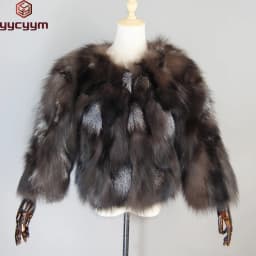 New Women Real Silver Fox Fur Coats Winter Warm 100% Natural Fox Fur Jackets Russian Lady Short Style Genuine Fox Fur Outerwears
