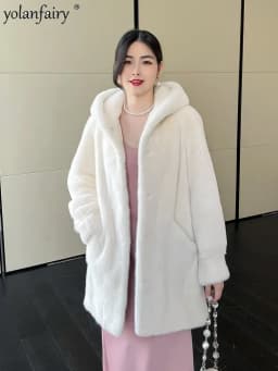 YOLANFAIRY 2025 Winter New in Outwears Women Real Fur Coat Female Mink Fur Coats Woman Whole Mink Fur Jacket Femme Abrigo Mujer