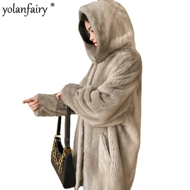 YOLANFAIRY 2025 Winter New in Outwears Women Real Fur Coat Female Mink Fur Coats Woman Whole Mink Fur Jacket Femme Abrigo Mujer