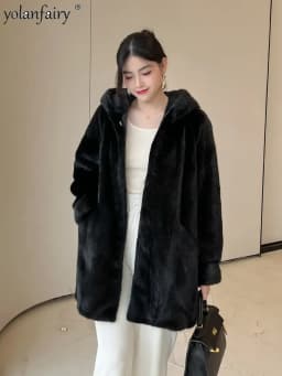 YOLANFAIRY 2025 Winter New in Outwears Women Real Fur Coat Female Mink Fur Coats Woman Whole Mink Fur Jacket Femme Abrigo Mujer
