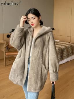 YOLANFAIRY 2025 Winter New in Outwears Women Real Fur Coat Female Mink Fur Coats Woman Whole Mink Fur Jacket Femme Abrigo Mujer