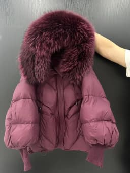 OFTBUY 2025 New Winter Large Real Fur Hooded Puffer Jacket Women White Duck Down Mid Long ParkaThicken Warm Knitted Sleeve Coat
