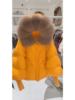 OFTBUY 2025 New Winter Large Real Fur Hooded Puffer Jacket Women White Duck Down Mid Long ParkaThicken Warm Knitted Sleeve Coat