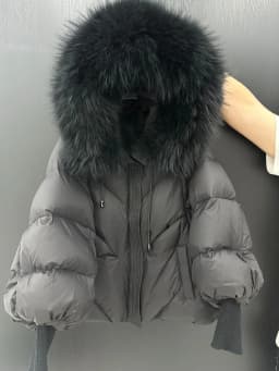 OFTBUY 2025 New Winter Large Real Fur Hooded Puffer Jacket Women White Duck Down Mid Long ParkaThicken Warm Knitted Sleeve Coat
