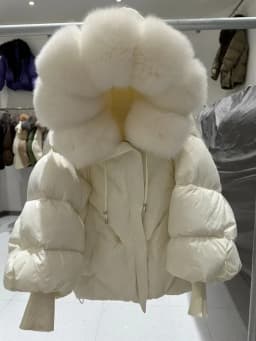 OFTBUY 2025 New Winter Large Real Fur Hooded Puffer Jacket Women White Duck Down Mid Long ParkaThicken Warm Knitted Sleeve Coat