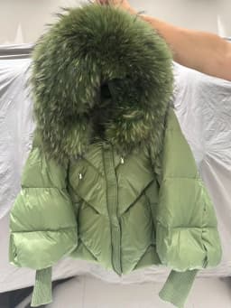 OFTBUY 2025 New Winter Large Real Fur Hooded Puffer Jacket Women White Duck Down Mid Long ParkaThicken Warm Knitted Sleeve Coat