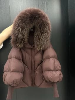 OFTBUY 2025 New Winter Large Real Fur Hooded Puffer Jacket Women White Duck Down Mid Long ParkaThicken Warm Knitted Sleeve Coat