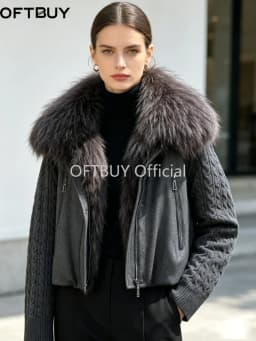 OFTBUY 90% Duck Down Jacket Women Luxury Natural Raccoon Fur Winter Short Puffer Coat Thicken Female Parkas Detachable Sleeve