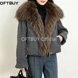 OFTBUY 90% Duck Down Jacket Women Luxury Natural Raccoon Fur Winter Short Puffer Coat Thicken Female Parkas Detachable Sleeve