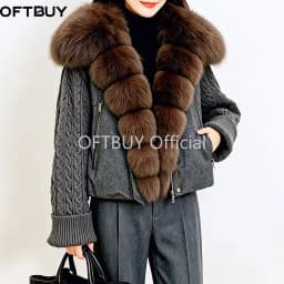 OFTBUY 90% Duck Down Jacket Women Luxury Natural Raccoon Fur Winter Short Puffer Coat Thicken Female Parkas Detachable Sleeve