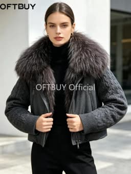 OFTBUY 90% Duck Down Jacket Women Luxury Natural Raccoon Fur Winter Short Puffer Coat Thicken Female Parkas Detachable Sleeve