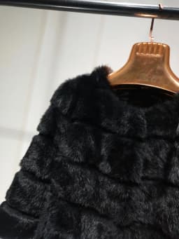 2023 Women New Arrival Genuine Whole Soft Rabbit Fur O Neck Striped Cut Basic For Autumn Winter Real Fur Jacket tsr857