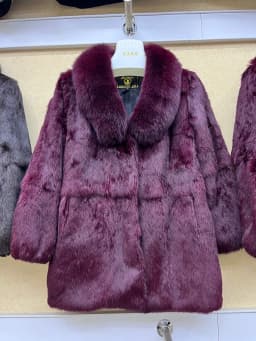 2024 100% Genuine Whole Skin Real Rabbit Fur Coat With Natural Fox Fur Collar Jacket Full Pelt Luxury Rabbit Fur Overcoat